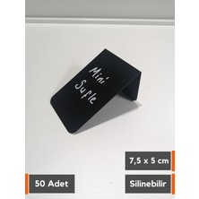 Şeffaf Etiket 50 Adet Silinebilir Karatahta Etiket Stand (7,5x5 cm) Siyah Etiket Stand Ürün Etiketi Vitrin Etiketi Bilgilendirme Ürün Etiketi