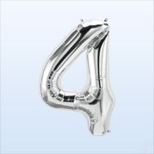 Süsle Bebek ve Parti 4 Yaş Rakam Gümüş Folyo Balon - 76 cm