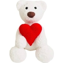 Quezz Quality Beyaz Teddy Bear Ayıcık ve Kırmızı Kalp