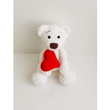 Quezz Quality Beyaz Teddy Bear Ayıcık ve Kırmızı Kalp