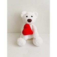 Quezz Quality Beyaz Teddy Bear Ayıcık ve Kırmızı Kalp