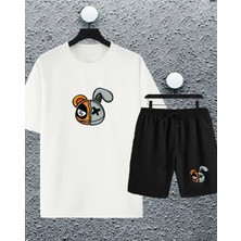 Amor Man Büyük Beden Özel Tasarım x Minimal Ayıcık Baskılı  Pamuk Oversize Battal Erkek T-Shırt  Şort Takımı