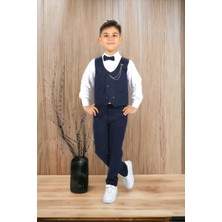 Bambi Kids Erkek Çocuk Smokin Takım Elbise Yelekli Papyonlu