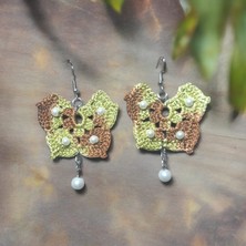 Crystal Atelier Örgü Ebruli Kelebek Inci Boncuk Küpe