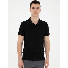 Pierre Cardin Erkek Siyah Slim Fit Basic Tişört 50291625-Vr046