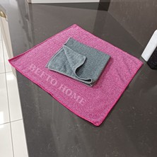 Befto Home Pembe, Gri 2 Adet 40X40 cm Mikrofiber Duşakabin Temizlik Bezi, Simli Bez, Ocak Silme Bezi