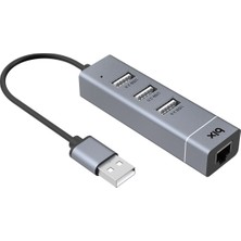 Bix BX03HB 3 Port USB 2.0 ve 10/100Mbps RJ45 Ethernet Dönüştürücü HUB Çoklayıcı Adaptör