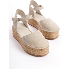 Mubiano Collection Kadın Süet Platform Espadril Bej -MCRGN291-BJ