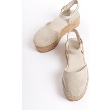 Mubiano Collection Kadın Süet Platform Espadril Bej -MCRGN291-BJ