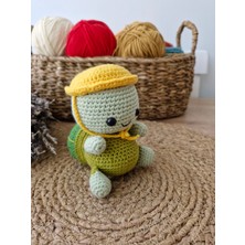 Amigurumi Örgü Organik Oyuncak Bebek Uyku Arkadaşı Vikvikli Sevimli Kablumbağa Sarı