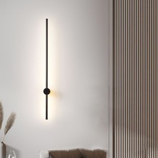 Zr Aydınlatma Siyah 3000K 70CM Çubuk Aplik, Duvar Aydınlatması, LED Aplik, Modern Duvar Aplik