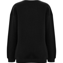 Muni Muni  Baskılı Düz Renk Sweatshirt -Siyah