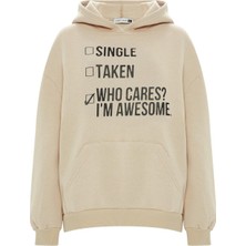 Muni Muni  Baskılı Düz Renk Sweatshirt -Bej