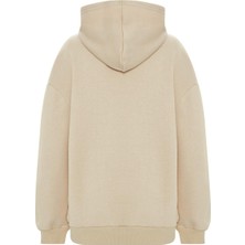 Muni Muni  Baskılı Düz Renk Sweatshirt -Bej