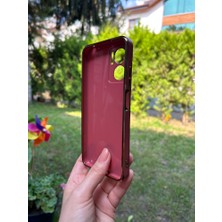 Bumudur Aksesuar Xiaomi Redmi Note 11E Bakır Detaylı Bordo Parlak Silikon Kılıf