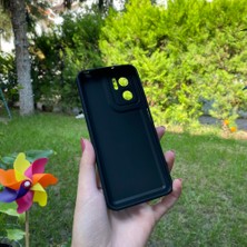 Xiaomi Redmi Note 11E Korumalı Deri Desenli Siyah Silikon Kılıf