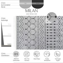 Cool Halı Milan 2022 Siyah Gri Hav Toz Vermez Yumuşak Dokulu Etnik Desen Iskandinav Kesme Halı