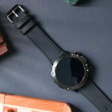 Vagave Xiaomi Mi Watch S3 - S2 - S1 Active 22MM Hakiki Deri Kordon Siyah Akıllı Saat Kordonu Deri Kayış