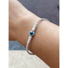 Kazzaze Nazar Boncuklu Gümüş Kazaziye  14 cm Bileklik