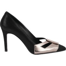 Poletto Kadın  Deri Gümüş Rugan Detaylı Topuklu Ayakkabı 4924 32