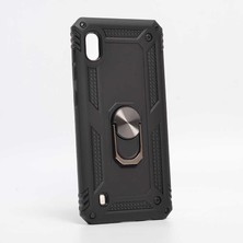 Canpay Samsung Galaxy A10 Uyumlu Kılıf Standlı Manyetik Yüzüklü Military Magnetic Ring Polycarbonate And Tpu Case