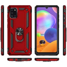 Canpay Samsung Galaxy A31 Uyumlu Kılıf Standlı Manyetik Yüzüklü Military Magnetic Ring Polycarbonate And Tpu Case