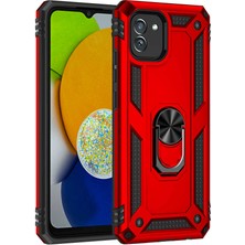 Canpay Samsung Galaxy A03 Uyumlu Kılıf Standlı Manyetik Yüzüklü Military Magnetic Ring Polycarbonate And Tpu Case