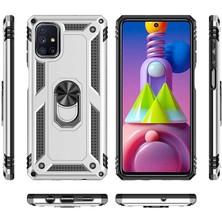 Canpay Samsung Galaxy M51 Uyumlu Kılıf Standlı Manyetik Yüzüklü Military Magnetic Ring Polycarbonate And Tpu Case