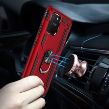 Canpay Samsung Galaxy A91 (S10 Lite) Uyumlu Kılıf Standlı Manyetik Yüzüklü Military Magnetic Ring Polycarbonate And Tpu Case