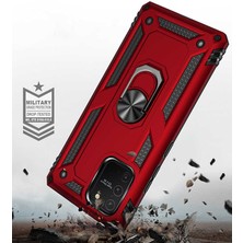 Canpay Samsung Galaxy A91 (S10 Lite) Uyumlu Kılıf Standlı Manyetik Yüzüklü Military Magnetic Ring Polycarbonate And Tpu Case