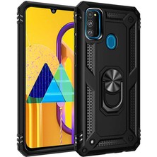 Canpay Samsung Galaxy M30S Uyumlu Kılıf Standlı Manyetik Yüzüklü Military Magnetic Ring Polycarbonate And Tpu Case