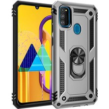 Canpay Samsung Galaxy M30S Uyumlu Kılıf Standlı Manyetik Yüzüklü Military Magnetic Ring Polycarbonate And Tpu Case