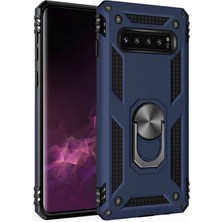 Canpay Samsung Galaxy S10 Plus Uyumlu Kılıf Standlı Manyetik Yüzüklü Military Magnetic Ring Polycarbonate And Tpu Case