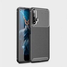 Canpay Honor 20 Uyumlu Kılıf Karbon Armor Serisi, Ultra Dayanıklı ve Esnek Slim Fit Karbon Görünümlü Silikon