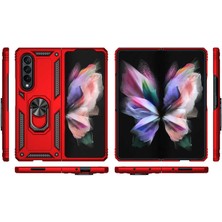 Canpay Samsung Galaxy Z Fold 3 Uyumlu Kılıf Standlı Manyetik Yüzüklü Military Magnetic Ring Polycarbonate And Tpu Case