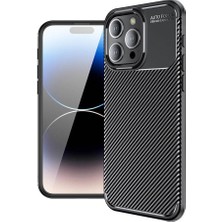 Canpay Apple iPhone 15 Pro Max Uyumlu Kılıf Karbon Armor Serisi, Ultra Dayanıklı ve Esnek Slim Fit Karbon Görünümlü Silikon