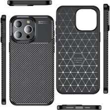 Canpay Apple iPhone 15 Pro Max Uyumlu Kılıf Karbon Armor Serisi, Ultra Dayanıklı ve Esnek Slim Fit Karbon Görünümlü Silikon