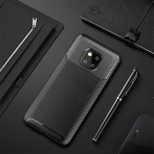 Canpay Huawei Mate 20 Pro Uyumlu Kılıf Karbon Armor Serisi, Ultra Dayanıklı ve Esnek Slim Fit Karbon Görünümlü Silikon