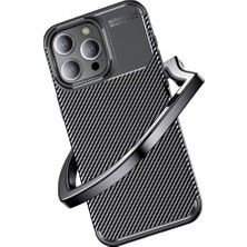 Canpay Apple iPhone 15 Pro Uyumlu Kılıf Karbon Armor Serisi, Ultra Dayanıklı ve Esnek Slim Fit Karbon Görünümlü Silikon