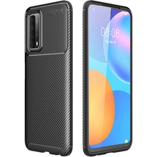 Canpay Huawei P Smart 2021 Uyumlu Kılıf Karbon Armor Serisi, Ultra Dayanıklı ve Esnek Slim Fit Karbon Görünümlü Silikon