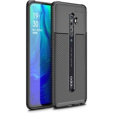 Canpay Oppo Reno 2 Uyumlu Kılıf Karbon Armor Serisi, Ultra Dayanıklı ve Esnek Slim Fit Karbon Görünümlü Silikon