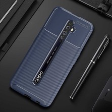 Canpay Oppo Reno 2 Uyumlu Kılıf Karbon Armor Serisi, Ultra Dayanıklı ve Esnek Slim Fit Karbon Görünümlü Silikon