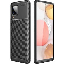 Canpay Samsung Galaxy A12 Uyumlu Kılıf Karbon Armor Serisi, Ultra Dayanıklı ve Esnek Slim Fit Karbon Görünümlü Silikon