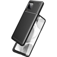 Canpay Samsung Galaxy A12 Uyumlu Kılıf Karbon Armor Serisi, Ultra Dayanıklı ve Esnek Slim Fit Karbon Görünümlü Silikon