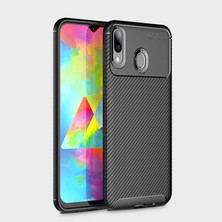 Canpay Samsung Galaxy M20 Uyumlu Kılıf Karbon Armor Serisi, Ultra Dayanıklı ve Esnek Slim Fit Karbon Görünümlü Silikon