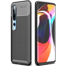 Canpay Xiaomi Mi 10 Uyumlu Kılıf Karbon Armor Serisi, Ultra Dayanıklı ve Esnek Slim Fit Karbon Görünümlü Silikon