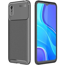 Canpay Xiaomi Redmi 9A Uyumlu Kılıf Karbon Armor Serisi, Ultra Dayanıklı ve Esnek Slim Fit Karbon Görünümlü Silikon