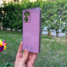 Bumudur Aksesuar Xiaomi Redmi Note 11E Bakır Detaylı Mor Parlak Silikon Kılıf