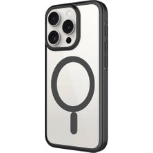 ZORE Apple iPhone 15 Pro Max Uyumlu Wireless Şarj Özellikli Sert Pc Mat Riksos Magsafe Kapak-Siyah