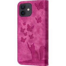 Bdt Shop IPhone 12/12 Için Kılıf Pro Tutucu Kapak Kabartmalı Kelebek Kedi Flip Folio (Yurt Dışından)